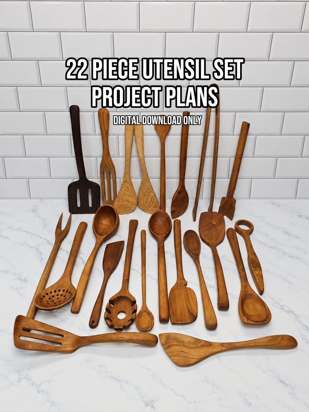 22-Piece Kitchen Utensil Woodworking Plans Bundle | Printable PDF Templates