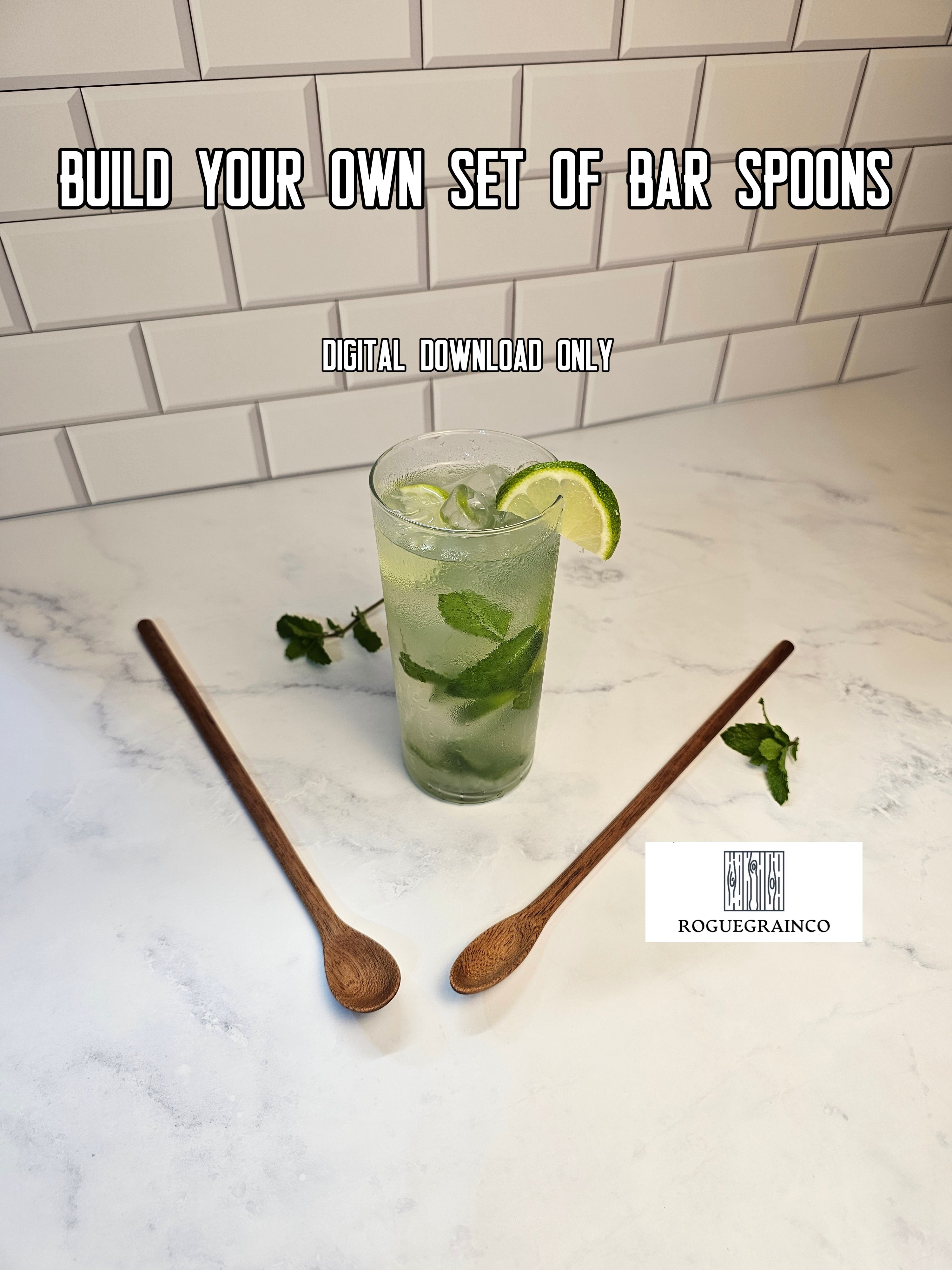 Wooden Bar Spoon Woodworking Templates – Printable PDF Plans (Set of 2) – finished wood project photo