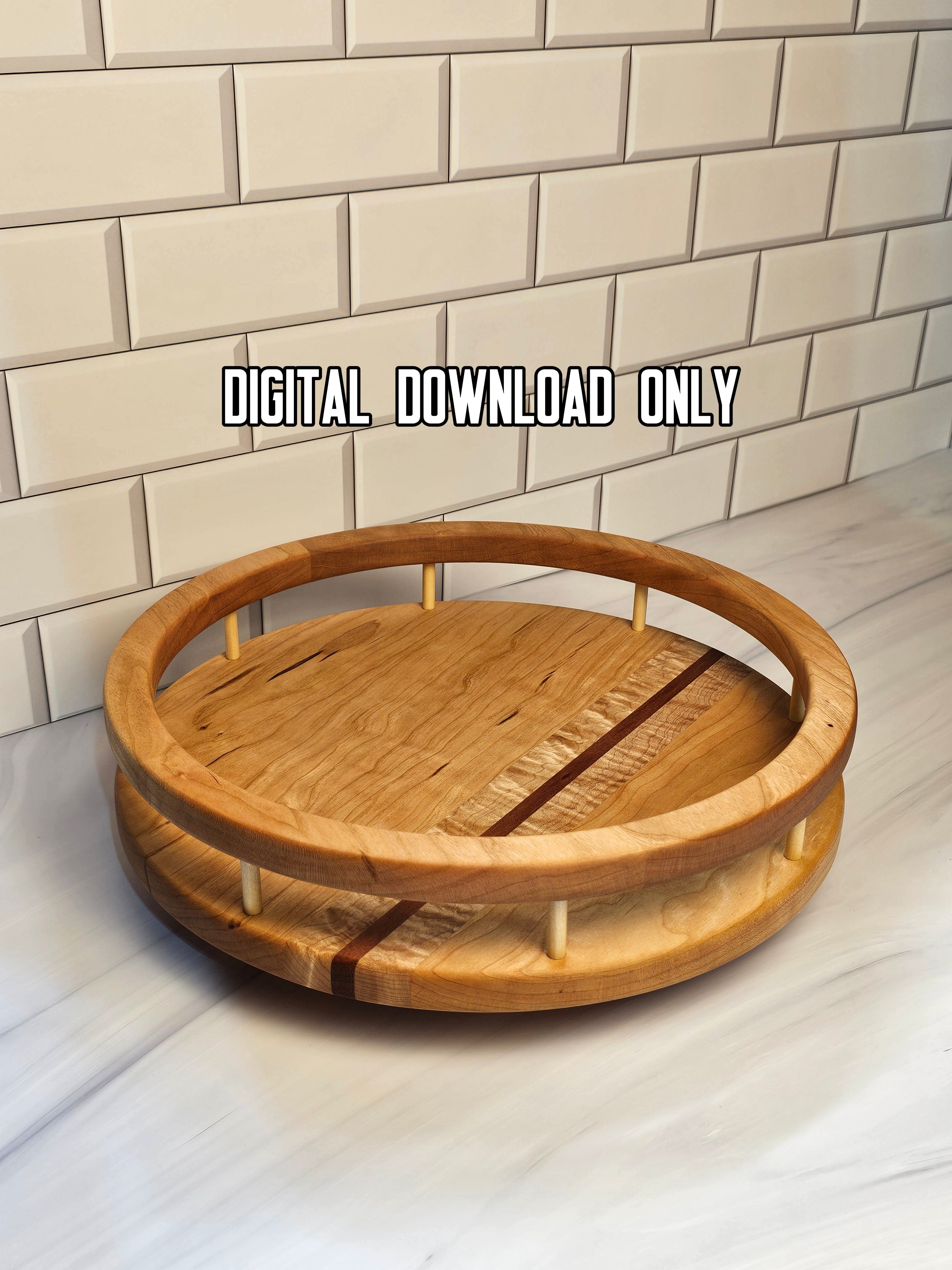 Lazy Susan Woodworking Plans – Floating Ring Turntable | Digital PDF – finished wood project photo