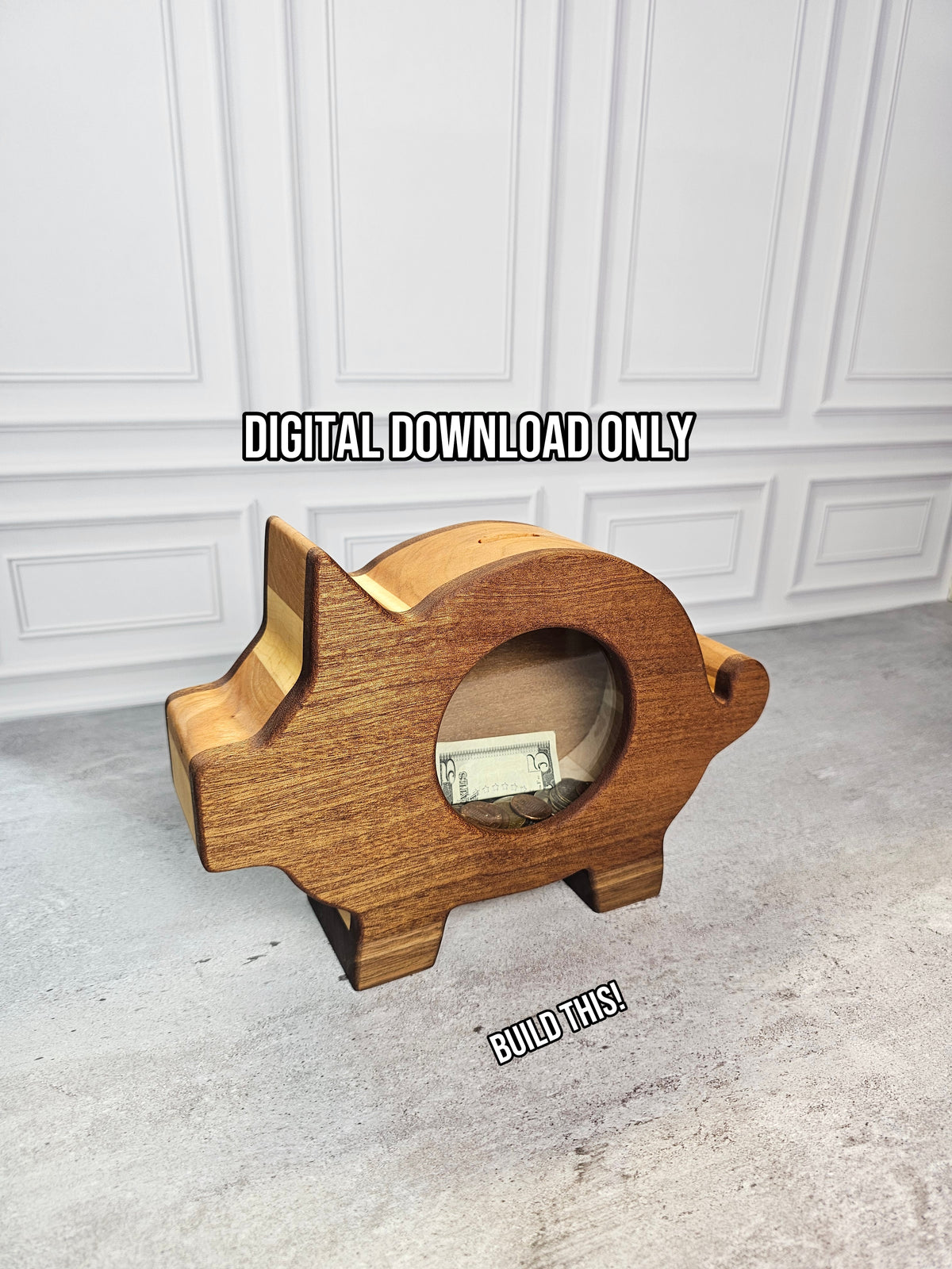 Wooden Piggy Bank Digital Woodworking Plan & PDF Template