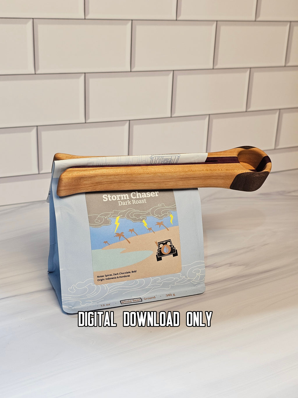 Simple Wooden Coffee Scoop & Bag Clip Template | Printable PDF Woodworking Plans – finished wood project photo