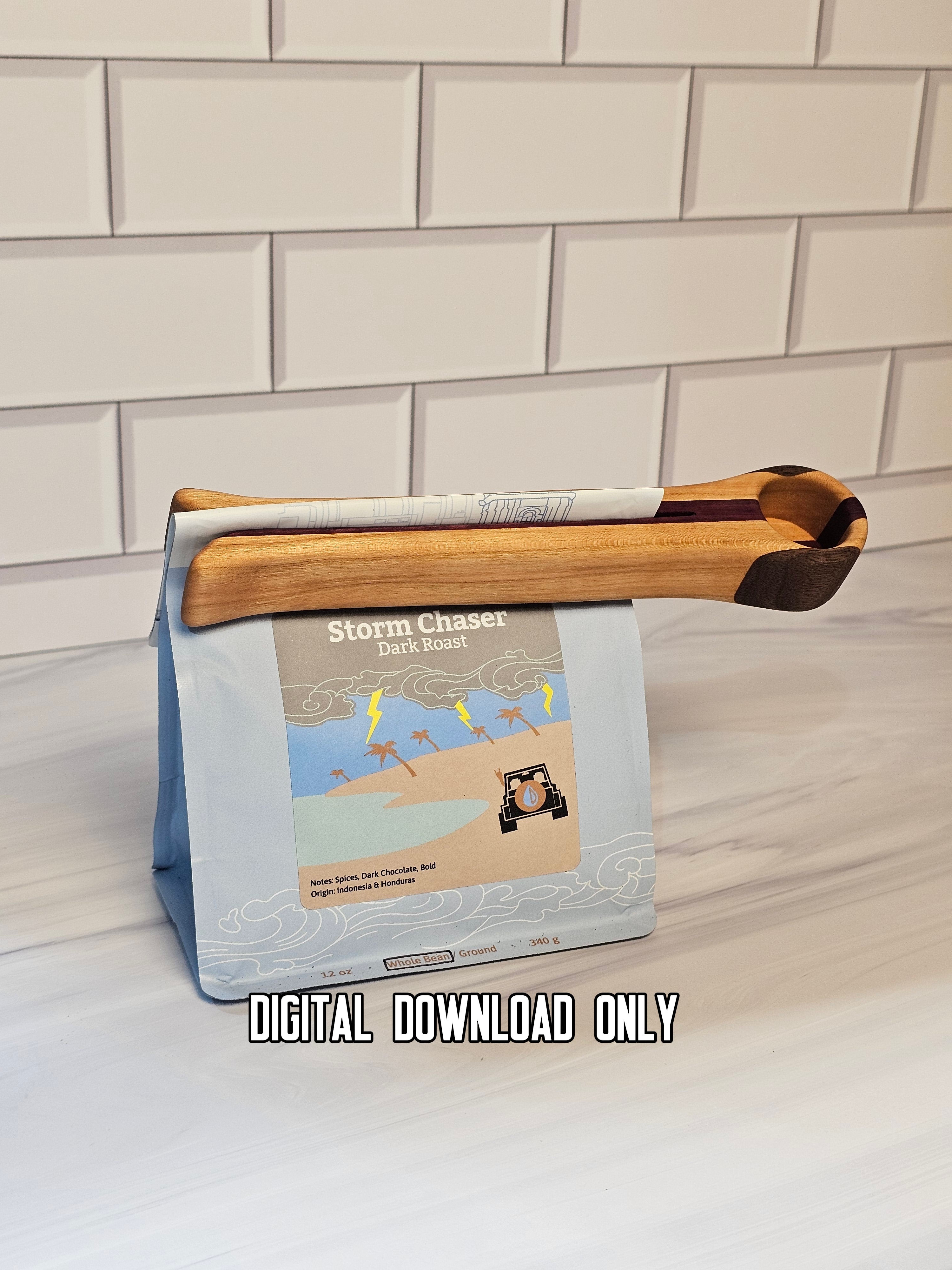 Simple Wooden Coffee Scoop & Bag Clip Template | Printable PDF Woodworking Plans – finished wood project photo