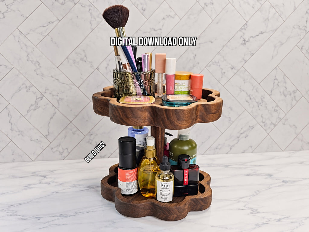 Two-Tier Rotating Vanity Organizer Plans and Templates (Digital Download)