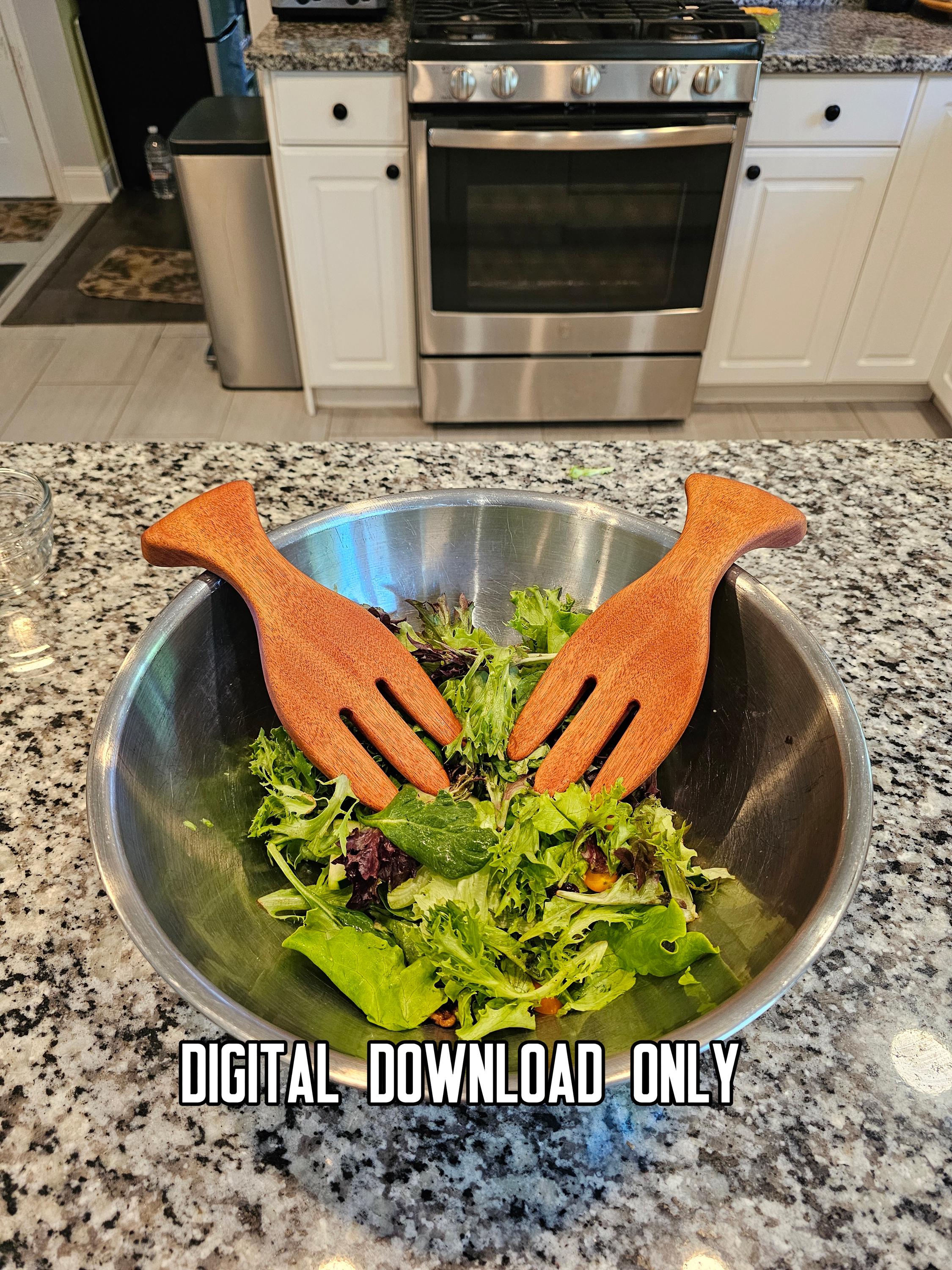 Wooden Salad Tosser Template – DIY Woodworking Plan PDF – finished wood project photo