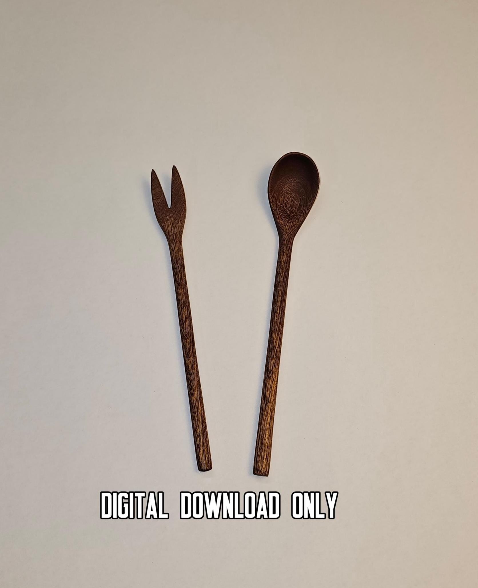 Mini Wooden Spoon & Fork Template Set – DIY Woodworking Plans PDF – finished wood project photo